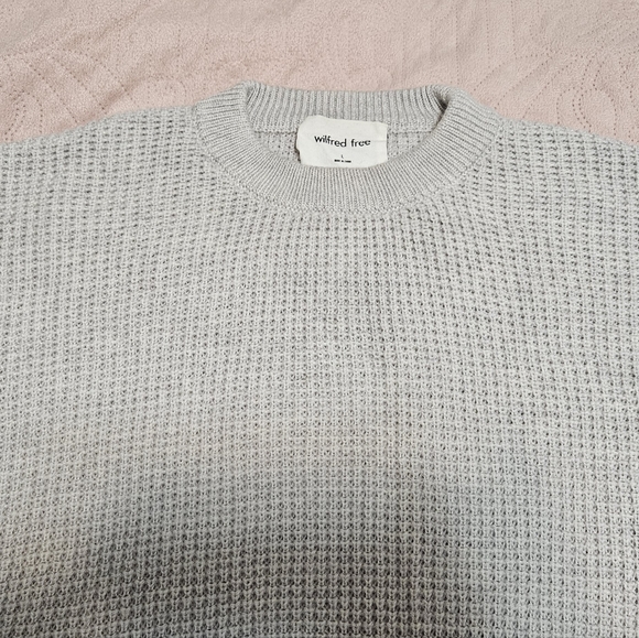 Aritzia Wilfred Free Hillside Wool Waffle Knit Sweater Crewneck Sz L - Picture 6 of 9
